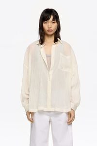 Camisa oversize plisada marfil
