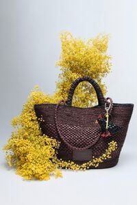 Bolso trenzado grande rafia nuez