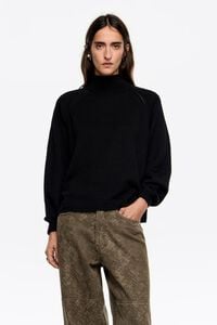 Black wool high neck sweater