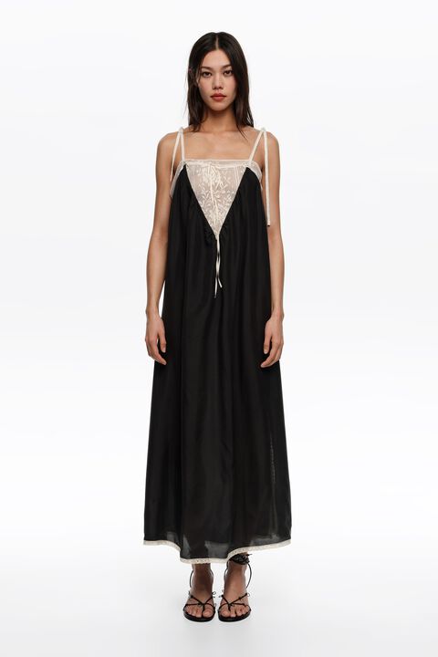 BIMBA Y LOLA Black silk lace strappy dress BIMBA Y LOLA Black silk lace strappy dress