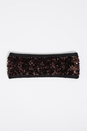 Brown knit sequins balaclava Angora Sequin Knit Bonnet – Bow Tie Wool Balaclava Hood  main image 2