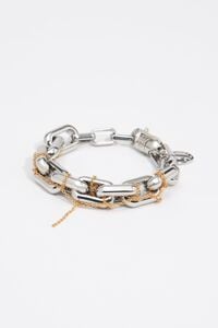 Pulseira corrente prateada corrente fina atada dourada