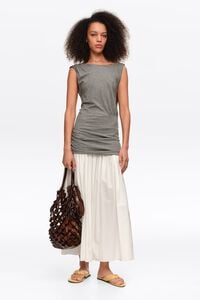 Vestido bimateria sisa gris melange