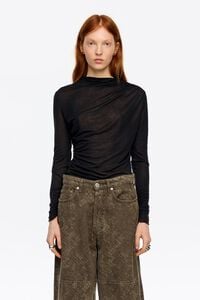 Black ruched fluid top