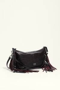Sac Madrid moyen en cuir &agrave; franges bordeaux