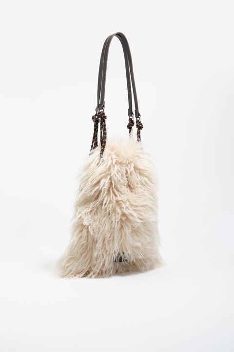 Sac Cabas Extra Large FLO & CLO En Cuir Et Fourrure - Neuf - Dimensions 40x40x10 Cm