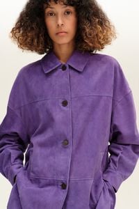 Straight purple leather overshirt
