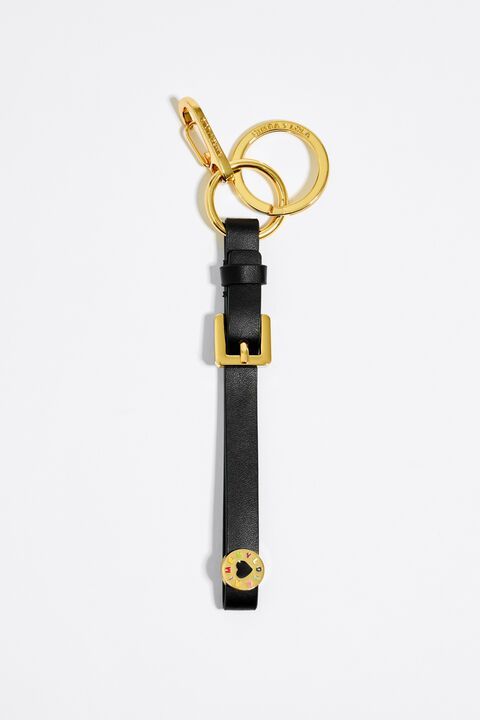 Black leather customizable key ring