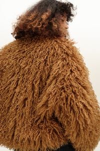 Short toffee fur jacket