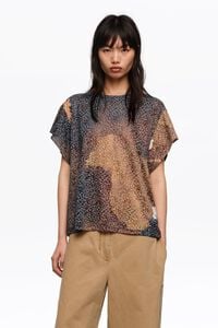 Camiseta manga devor&eacute; Blot negra