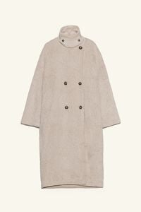 Abrigo pelo midi beige
