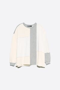 Ivory oversize patchwork cotton sweatshirt