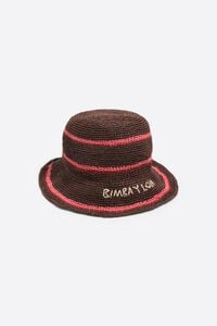 Gorro efecto rafia marr&oacute;n