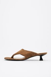 Tan suede heeled sandal