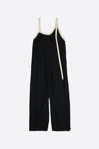 Straight black jumpsuit with contrasting straps