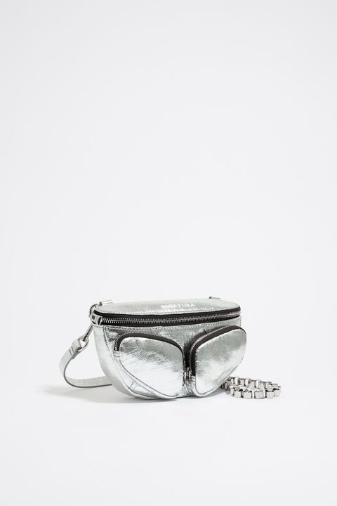 XS silver leather Pocket bumbag