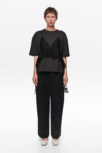 Long black darted trousers