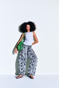 Pantalons fluids quadrats Moon stripes blanc