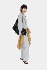 Light gray oversize tailored jacket with stripes