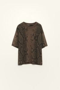 Brown cotton snake T-shirt