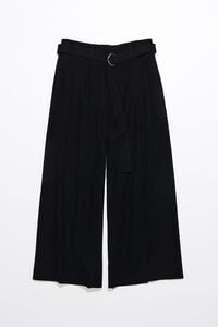 Black flared ankle-length trousers