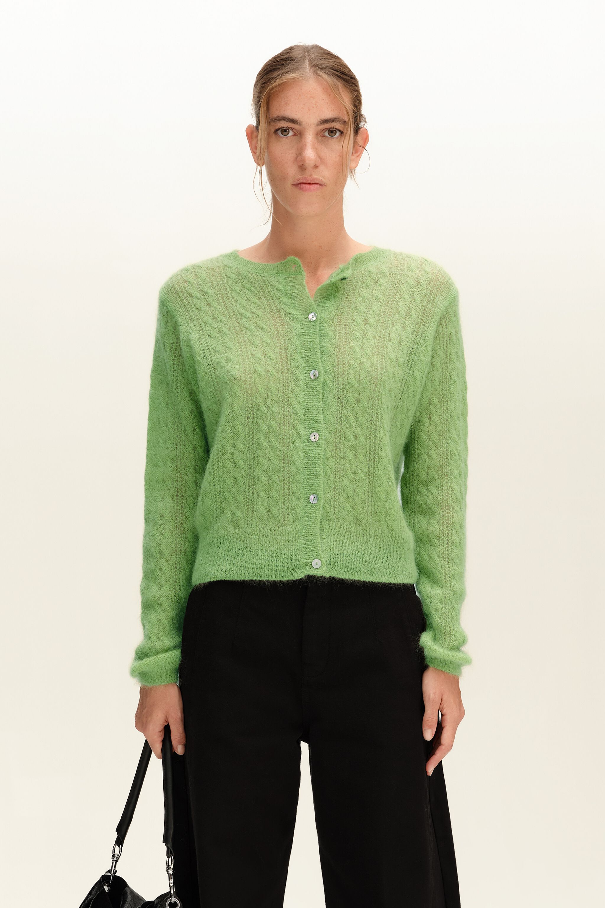 Apple green boxy mohair cardigan Apple green boxy mohair cardigan
