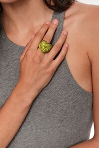 Lime crystals heart ring