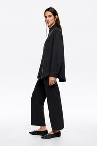 Dark gray textured cotton oversize shirt