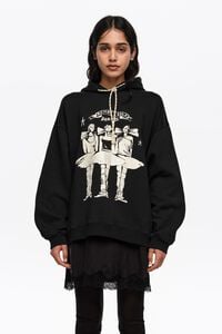 Washed black Dancers logo hooded sweatshirt