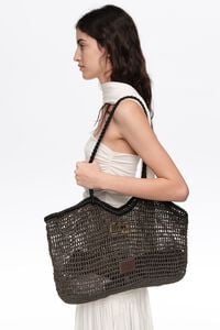 Bolso shopper grande efecto rafia chocolate