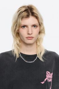 silver-tone dice logo double-layer necklace