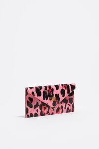 Strawberry textured shiny Leopard flap card holder