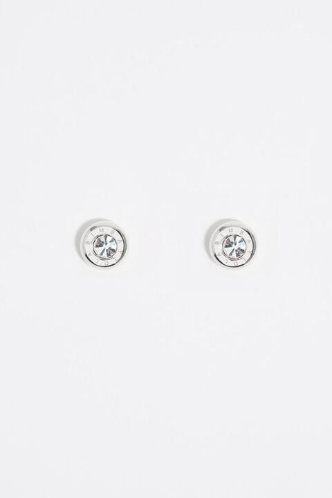 Pendientes logo y cristal plateados Pendientes logo y cristal plateados
