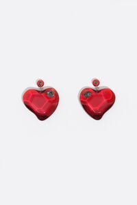 Pendientes coraz&oacute;n resina rojo oscuro