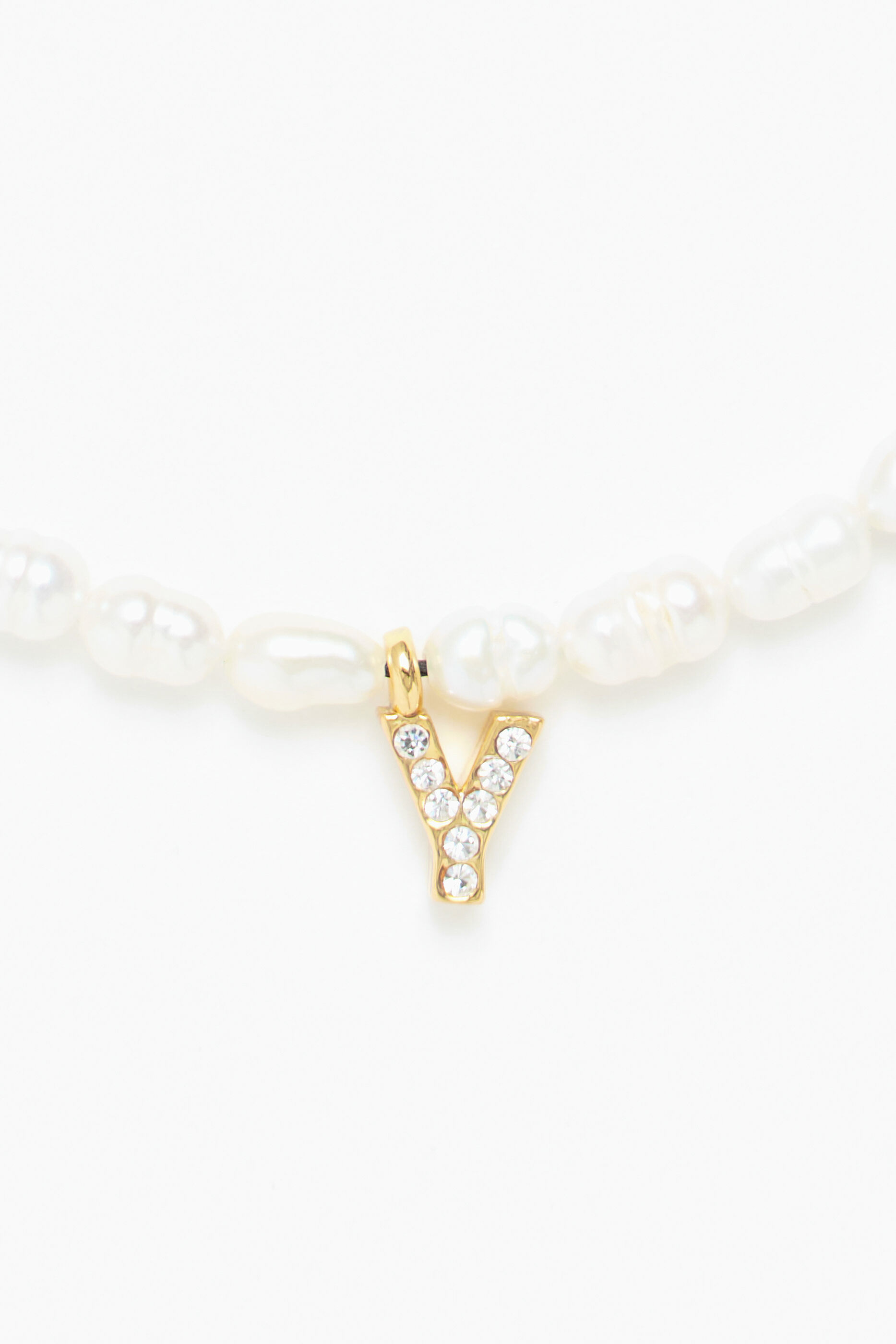 Collar letra Y perlas