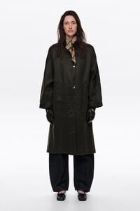 Gabardina encerada midi caqui oscuro