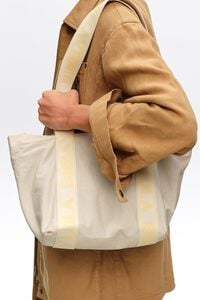 Bolso shopper mediano nylon blanco piedra