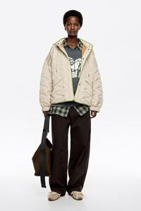 Ivory short padded jacket hood