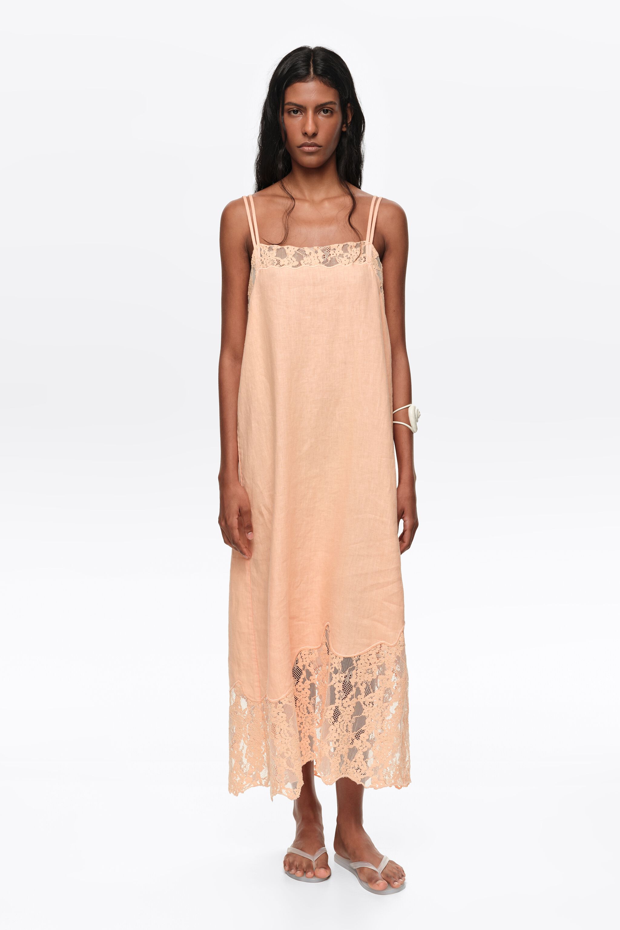 ★定価40,000円・着用一回★ Bimba Y Lola ドレス Orange washed linen lace midi dress