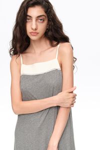Vestido bimateria l&iacute;nea A gris melange