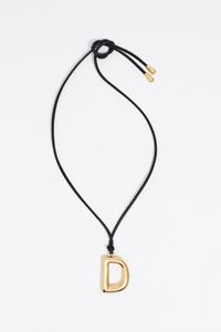 Matte gold letter D cord necklace