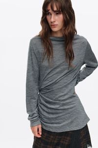 Camiseta lana nudo gris melange