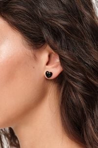Black enameled heart earrings