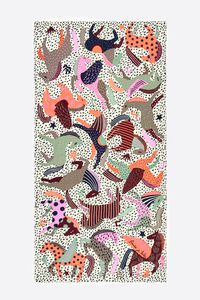 Chal caballos miniestampados y manchitas blanco roto