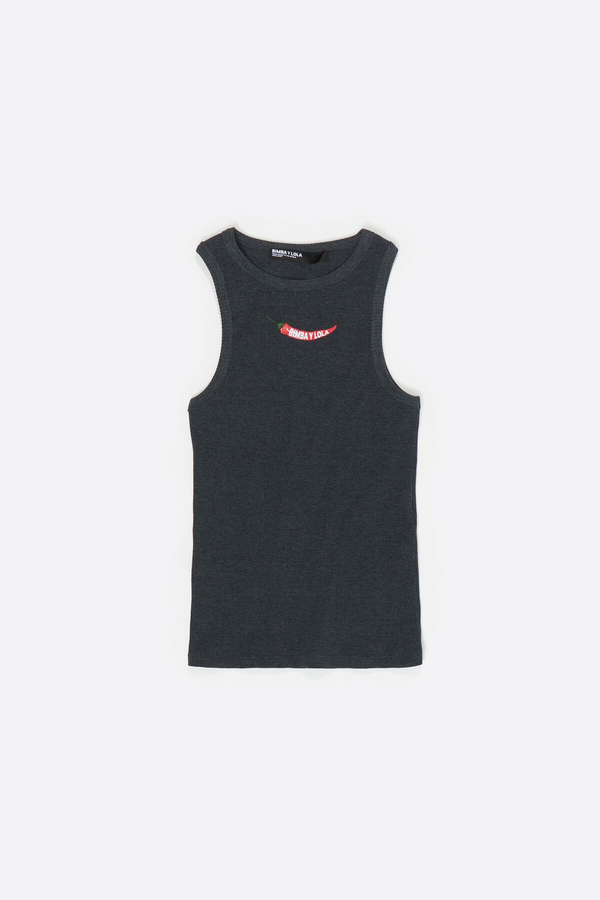 Dark gray melange fitted top