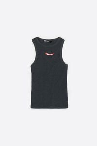 Top ajustado gris oscuro melange