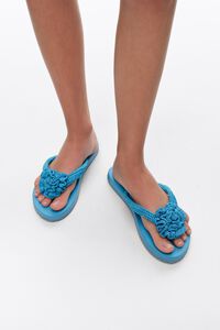 Chancla flip flop crochet flor azul
