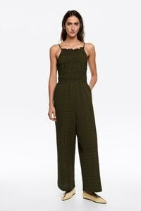 Mono seercucker fruncido cuadros verdes