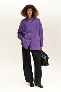 Straight purple leather overshirt