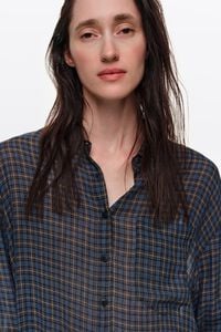 Blue checked boxy fluid shirt